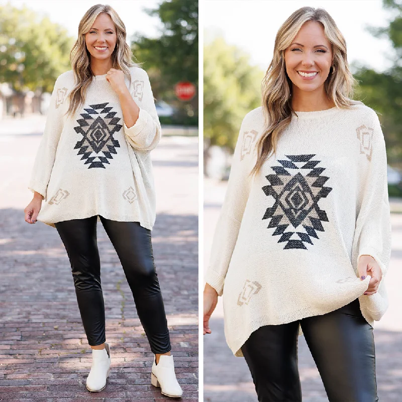 Quick Deals A Weekend Affair Sweater, Cream Multi