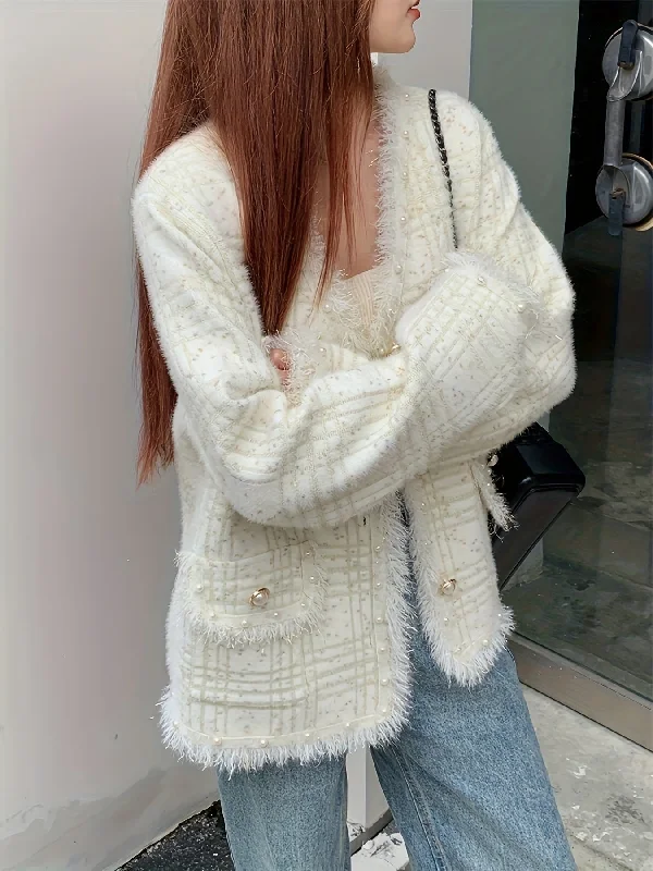 Weekend Extravaganza: Shop Now Sixsr Faux Fur Trim Button Front Jacket, Chic Long Sleeve Coat For Fall & Winter, Women's Clothing Weekend Extravaganza: Shop Now Sixsr Faux Fur Trim Button Front Jacket, Chic Long Sleeve Coat For Fall & Winter, Women's Clothing