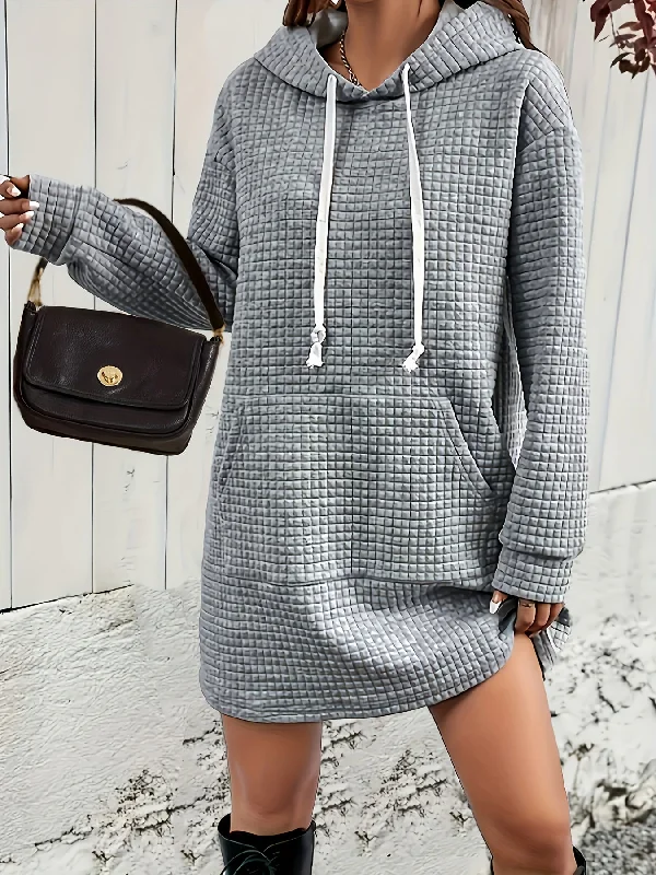 Weekend Offers That Shine Sixsr Textured Drawstring Dress, Casual Hooded Long Sleeve Kangaroo Pocket Dress, Women's Clothing Weekend Offers That Shine Sixsr Textured Drawstring Dress, Casual Hooded Long Sleeve Kangaroo Pocket Dress, Women's Clothing