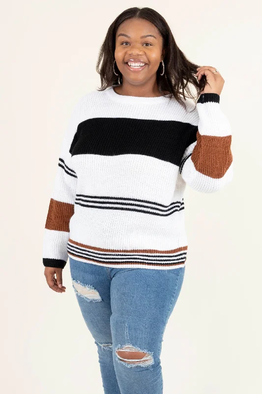 Stock Clearance Knowing Me Sweater, Ivory-Black