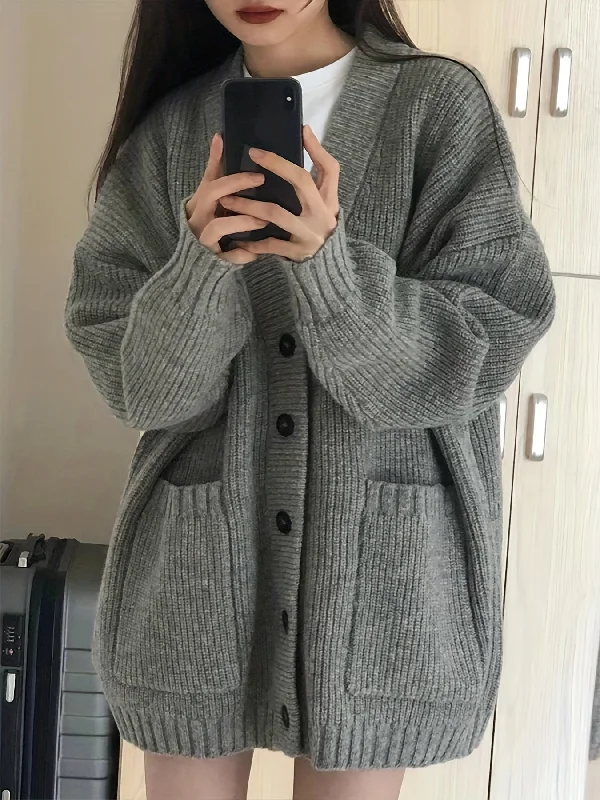 Sale Alert Sixsr Solid Button Up Pocket Cardigan, Casual Long Sleeve Cardigan For Fall & Winter, Women's Clothing Sale Alert Sixsr Solid Button Up Pocket Cardigan, Casual Long Sleeve Cardigan For Fall & Winter, Women's Clothing
