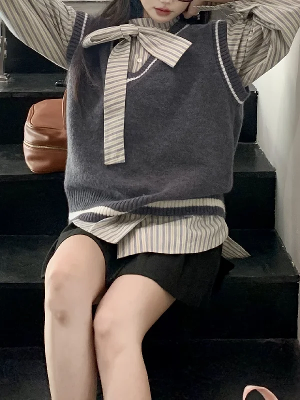 Hot Buy Sixsr Contrast Trim Sweater Vest, Preppy Sleeveless V Neck Vest, Women's Clothing Hot Buy Sixsr Contrast Trim Sweater Vest, Preppy Sleeveless V Neck Vest, Women's Clothing