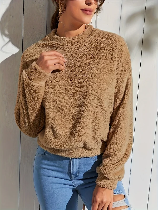 Lowest Rates Sixsr Solid Color Teddy Pullover Sweatshirt, Casual Long Sleeve Crew Neck Sweatshirt For Fall & Winter, Women's Clothing Lowest Rates Sixsr Solid Color Teddy Pullover Sweatshirt, Casual Long Sleeve Crew Neck Sweatshirt For Fall & Winter, Women's Clothing