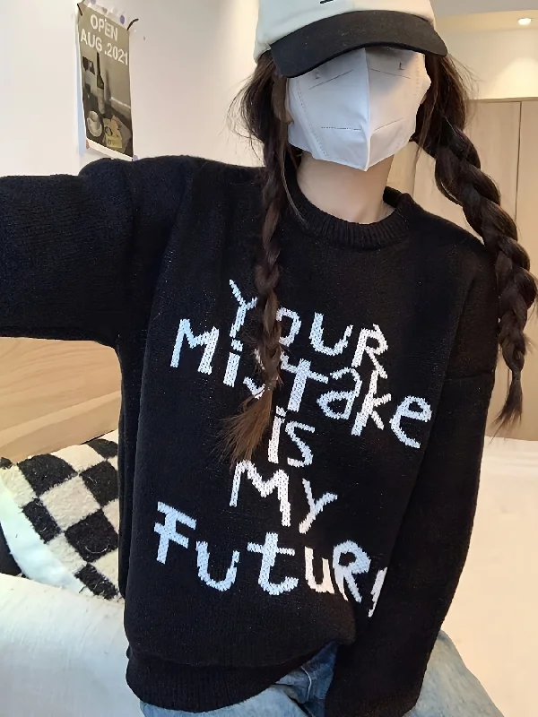 Your Weekend, Your Savings Sixsr Letter Pattern Crew Neck Pullover Sweater, Casual Long Sleeve Sweater For Fall & Winter, Women's Clothing Your Weekend, Your Savings Sixsr Letter Pattern Crew Neck Pullover Sweater, Casual Long Sleeve Sweater For Fall & Winter, Women's Clothing
