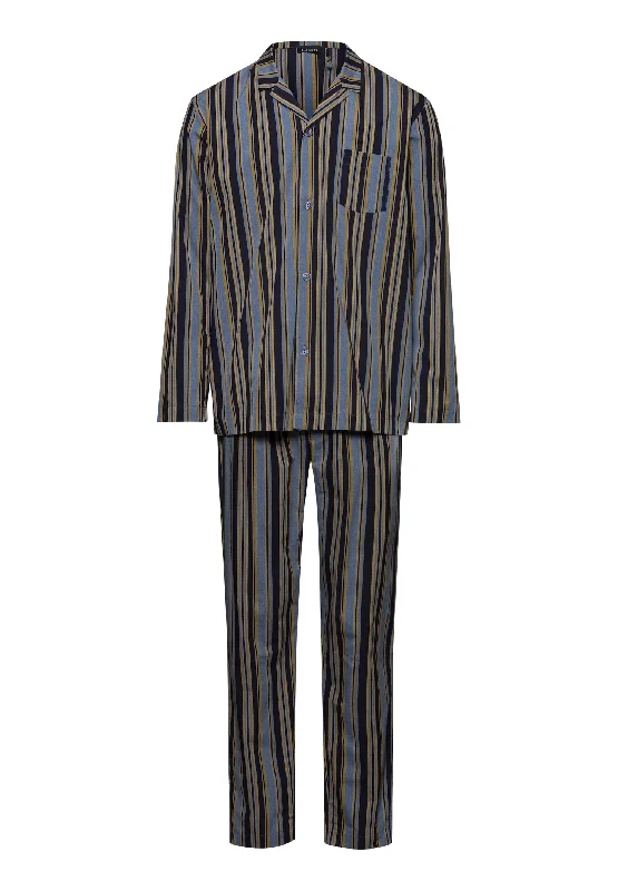 Overstock Sale Night And Day Woven Cotton Pajama Set | Ocean Stripe 75115-2886