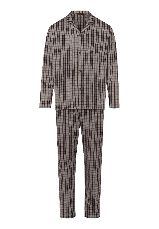 Early Bird Cozy Comfort Cotton Flannel Button Front Pajama Set | Essential Stripe 75724-2389