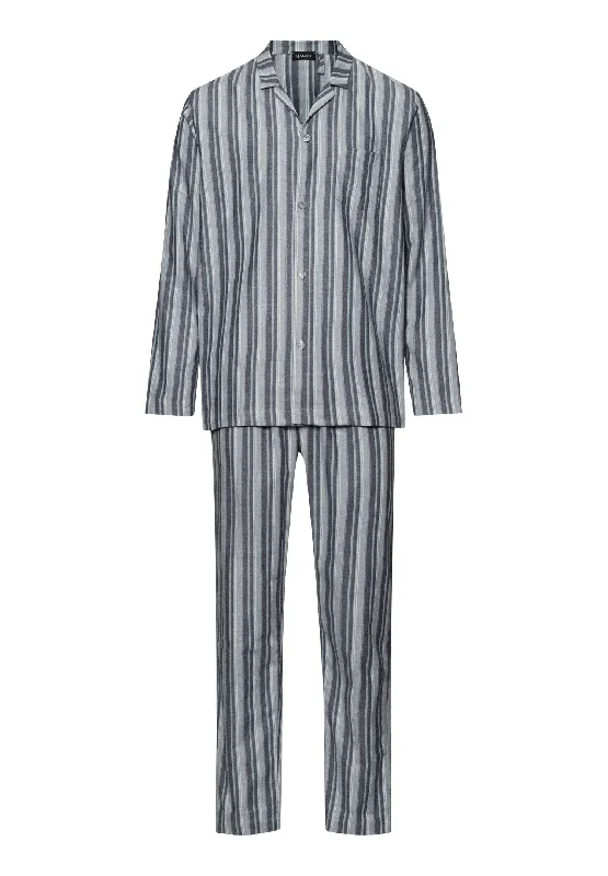 Massive Deal Cozy Comfort Cotton Flannel Button Front Pajama Set | Moonlight Stripe 75724-2890