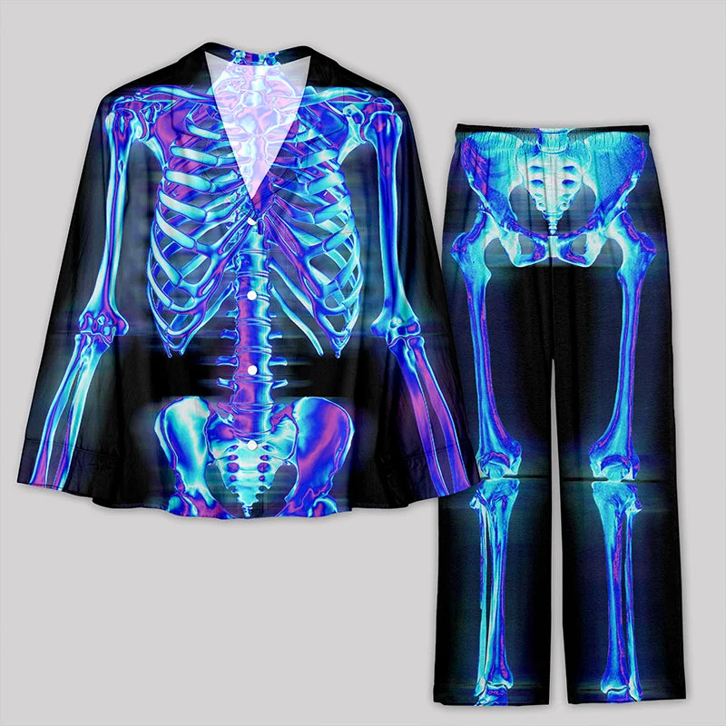 Amazing Value Acid Metal Chromium Skeleton Pajamas Set