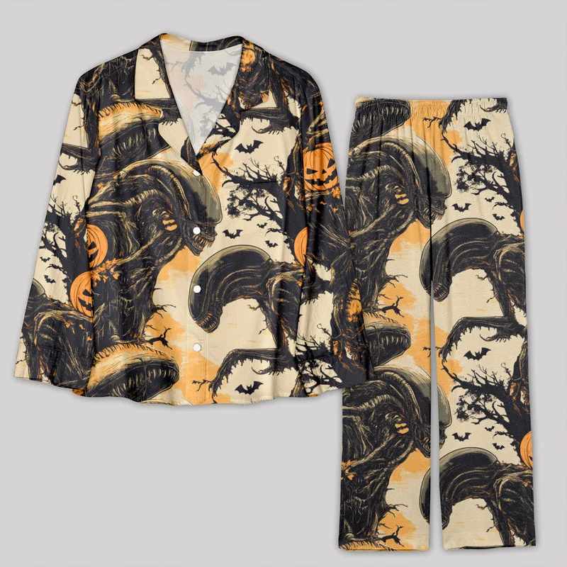 Mega Discount Halloween Evil Pumpkin Alien Pajamas Set