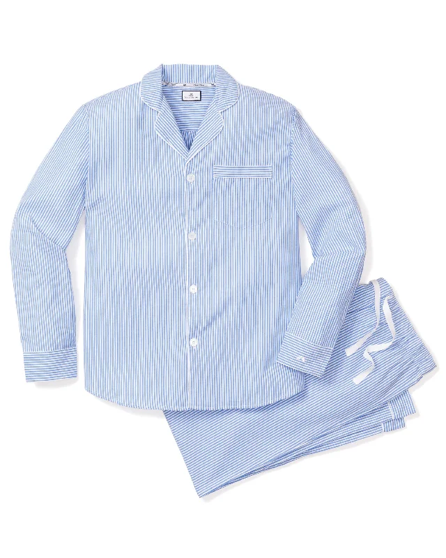 While Supplies Last Men's Twill Pajama Set in French Blue Seersucker
