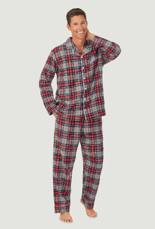 Steal Deal Mens Grey Plaid Flannel Pajama