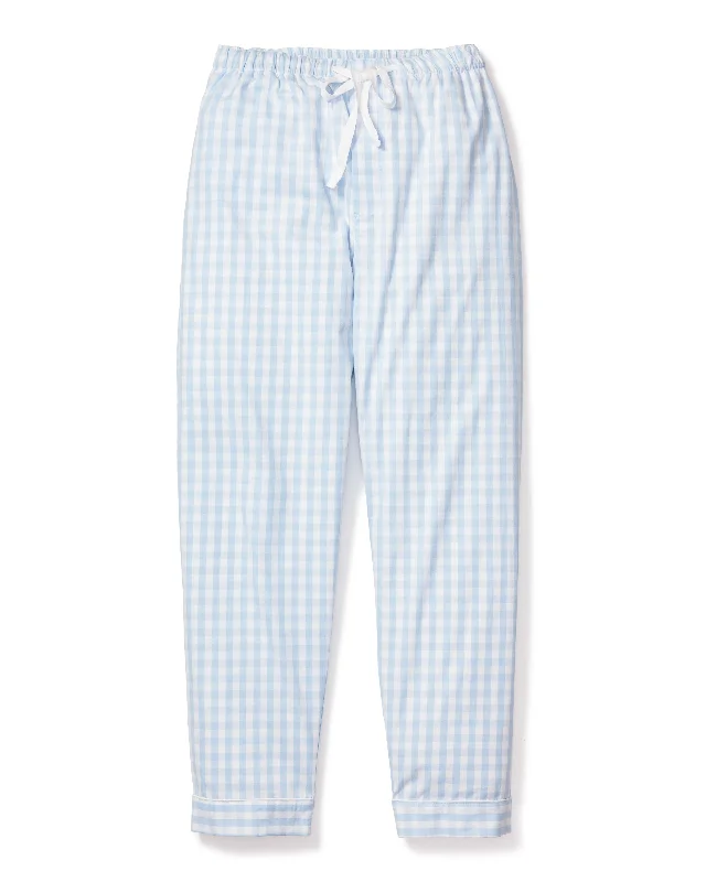 Reduced Rates Men's Twill Pants in Light Blue Gingham