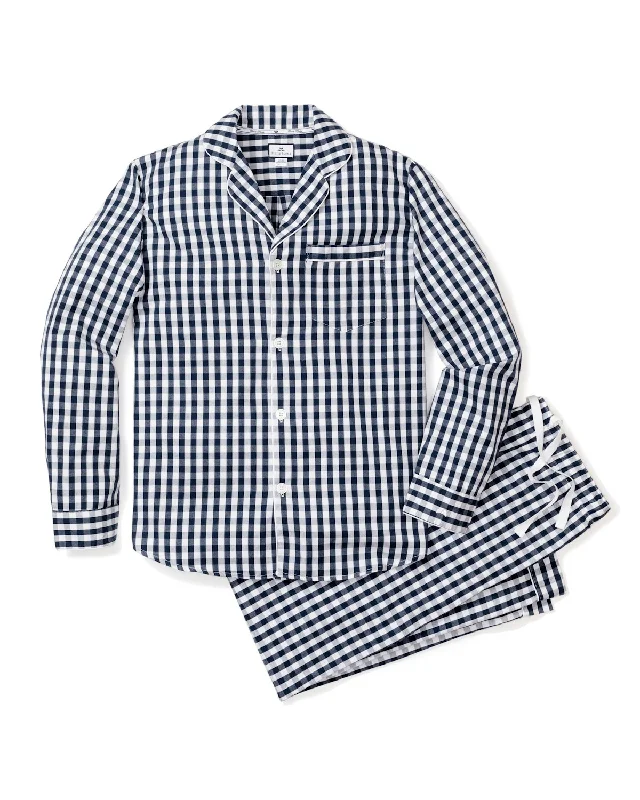 Time-Limited Offer Men's Twill Pajama Set in Navy Gingham