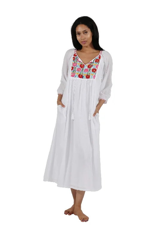 Weekend Savings Spree 100% Cotton Embroidered Gown With Lining