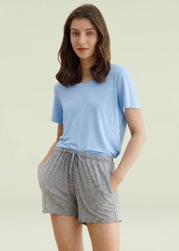 New Deal Women's Bamboo Viscose Pajama Bottoms Sleep Shorts with Pockets