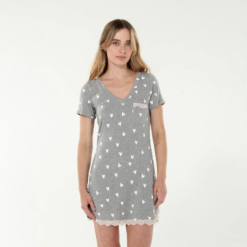 Weekend Discounts Worth Grabbing All American Sleepshirt In Heather Grey Hearts