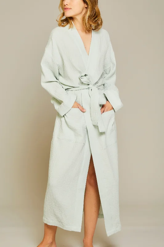 Weekend Discounts You Deserve Angel Long Robe - Sky Grey