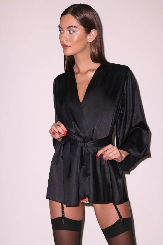Midnight Madness Angel Sleeve Robe in Black