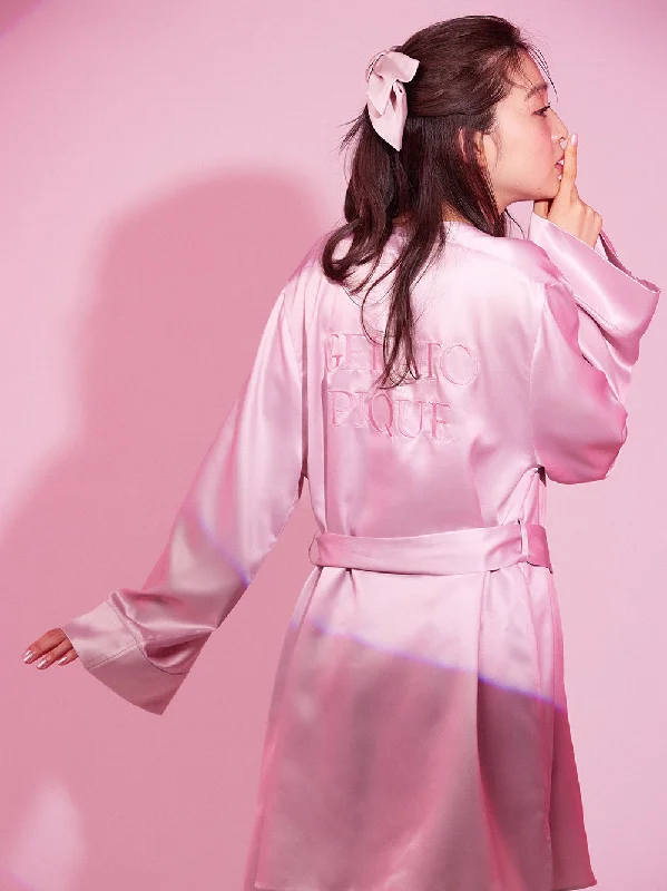 Weekend Bargains Just for You Back Logo Pink Satin Robe