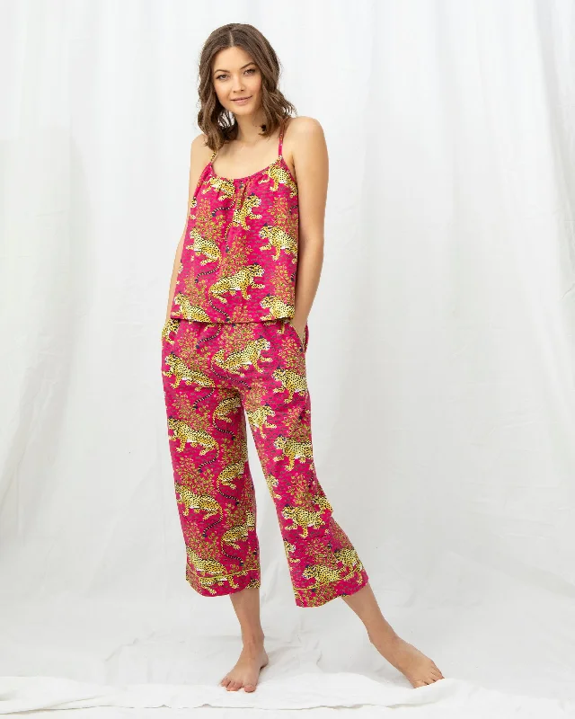 Limited Offer Bagheera - Cami Cropped PJ Pants Set - Hot Pink