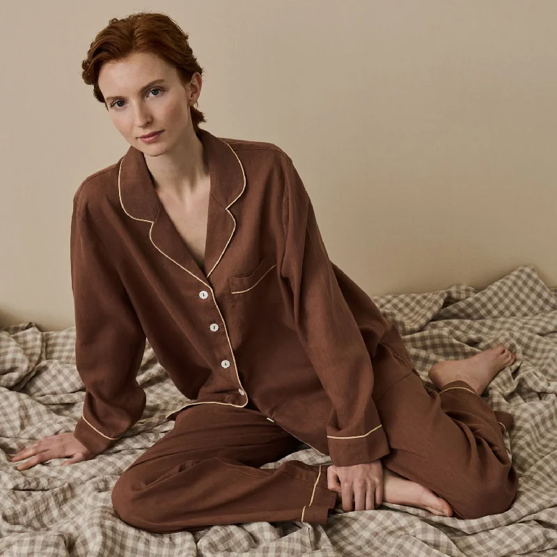Buy Today Barley Brown Linen Pajama Set