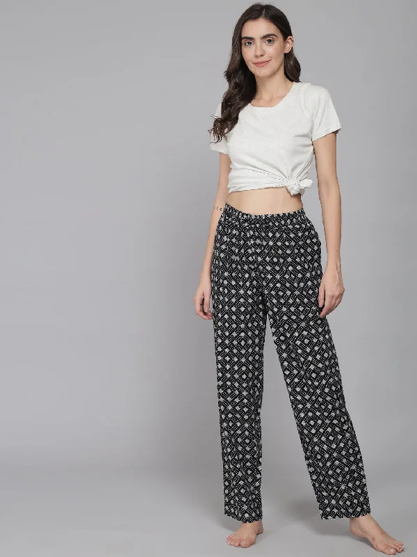 Weekend Deals That Dazzle Black Women's Square Check Cotton Pyjama by Shararat