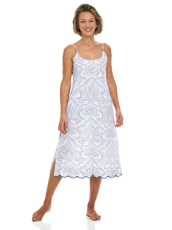 Weekend Shopping Made Better Blue Paisley Slip Nightgown