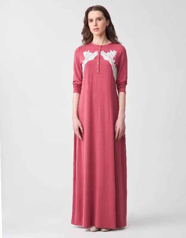 Weekend Deals That Sizzle Button Front Nightgown with Lace California Pink