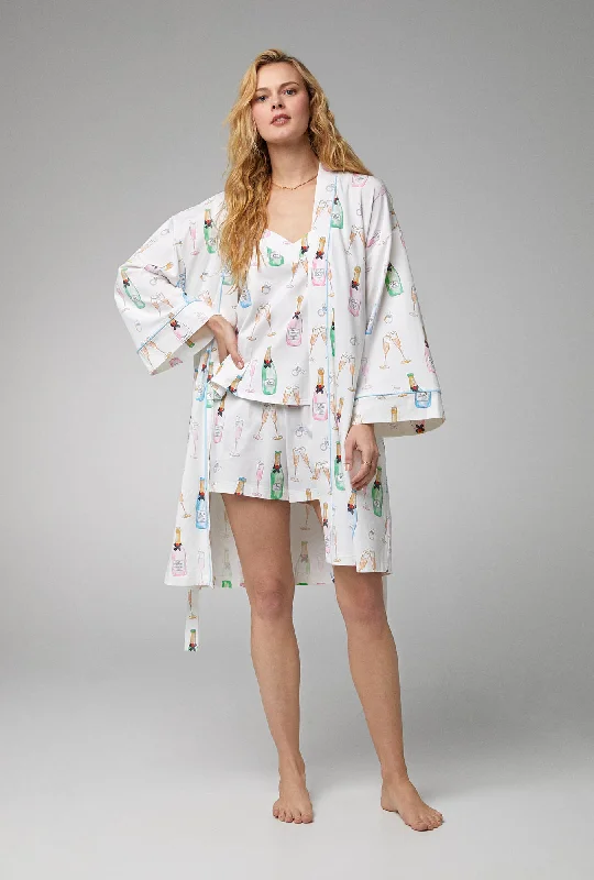 While Supplies Last Champagne Wedding Banded Collar Stretch Jersey Robe