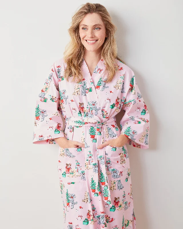 Weekend Discounts to Love PF x The Hiltons Christmas Poodle Party - Robe - Rose