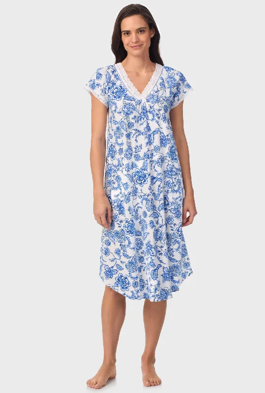 Weekend Bargains to Love Cobalt Blue Floral Vine Cap Sleeve Nightgown