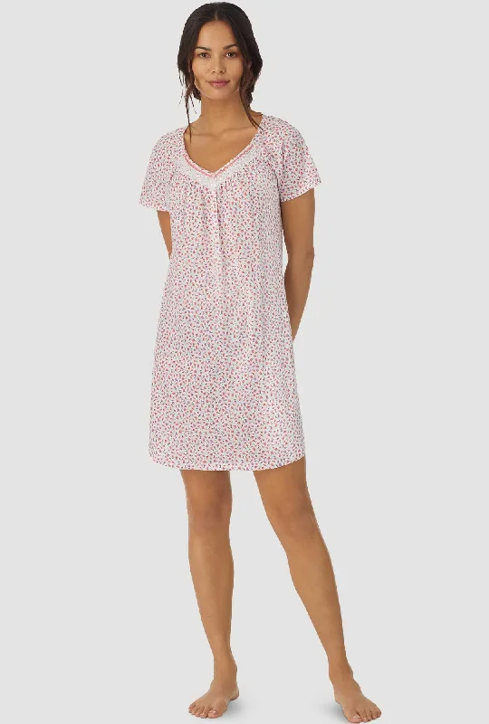 Now Available Coral and Lilac Ditsy Floral Cap Sleeve Nightshirt