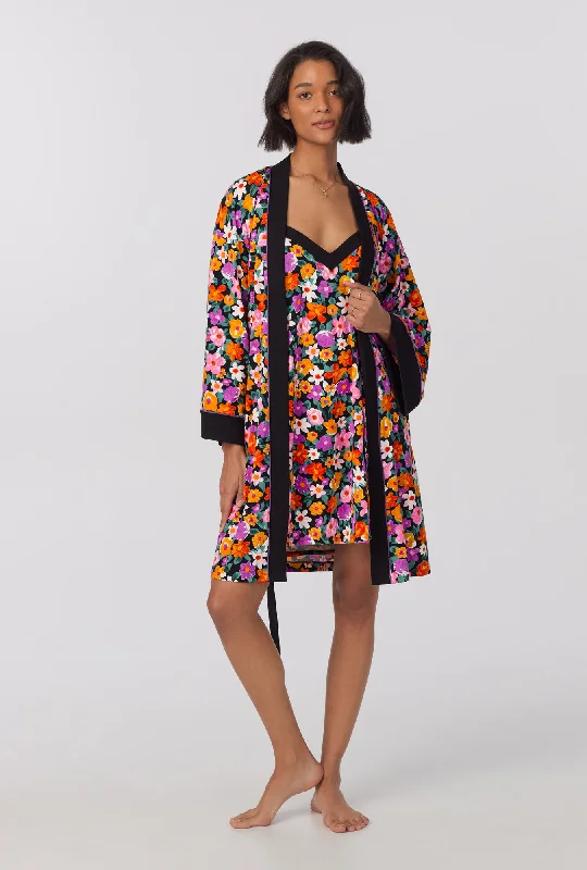 Super Savings Cottage Flowers Banded Collar Stretch Jersey Robe