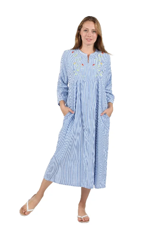 Exclusive Offer 100% Cotton Seersucker Zip Front Robe