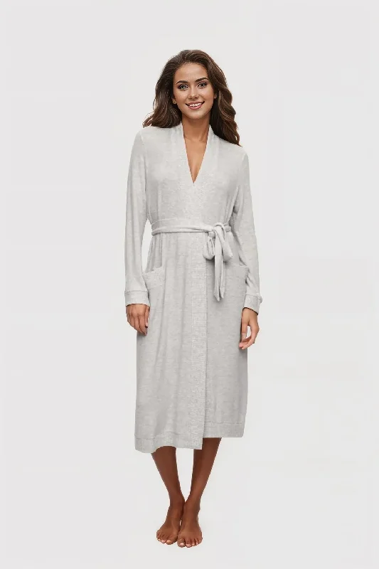 Reduced Price Cozy Time Robe in Light Grey Heather