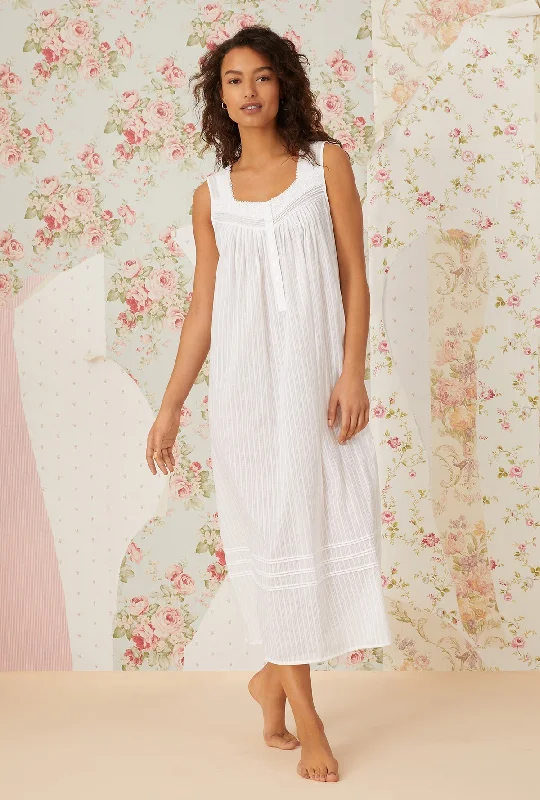 Special Offer Eileen West Dobby Stripe Woven Sleeveless Long Nightgown
