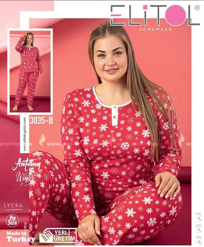 Weekend Offers That Excite Special Size Long Cotton Pajamas 3035-B