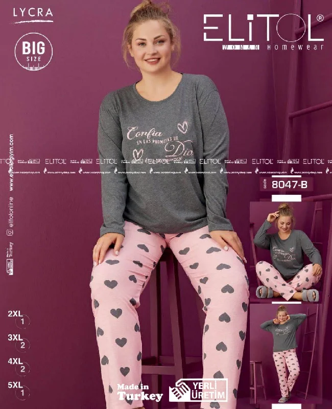 Weekend Offers That Shine Special Size Long Cotton Pajamas 8047-B