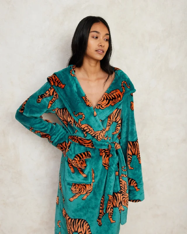 Weekend Specials to Cherish Fleece Tiger Print Dressing Gown