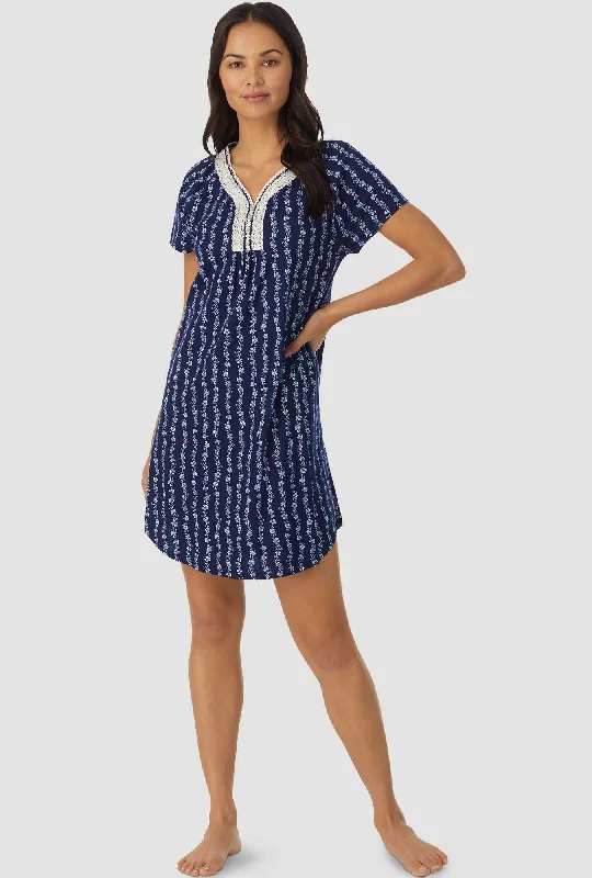 Crazy Deal Floral Stripe Cap Sleeve Nightshirt