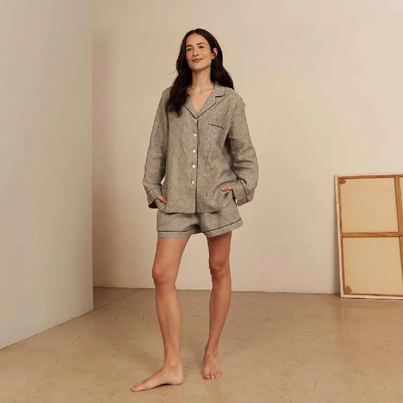 Weekend Deals That Sizzle Gray Linen Pajama Shorts Set