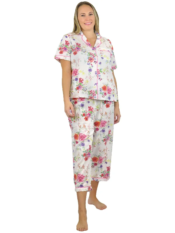 Weekend Deals to Make You Happy La Cera Short Sleeve Floral Cotton Pajama Set