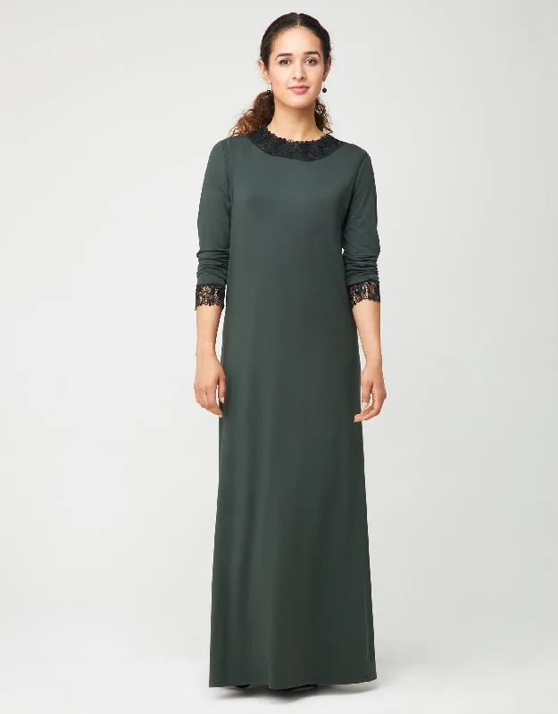 Weekend Bargains to Snag Lace Trimmed Pull On Layered Nursing Nightgown Hunter