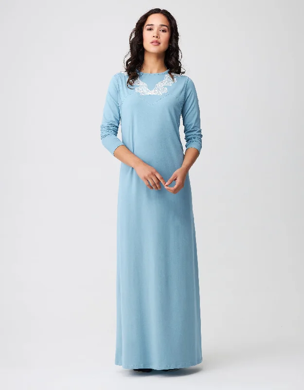 Weekend Deals That Impress Layered Nursing Nightgown with Vneck Lace Soft Blue