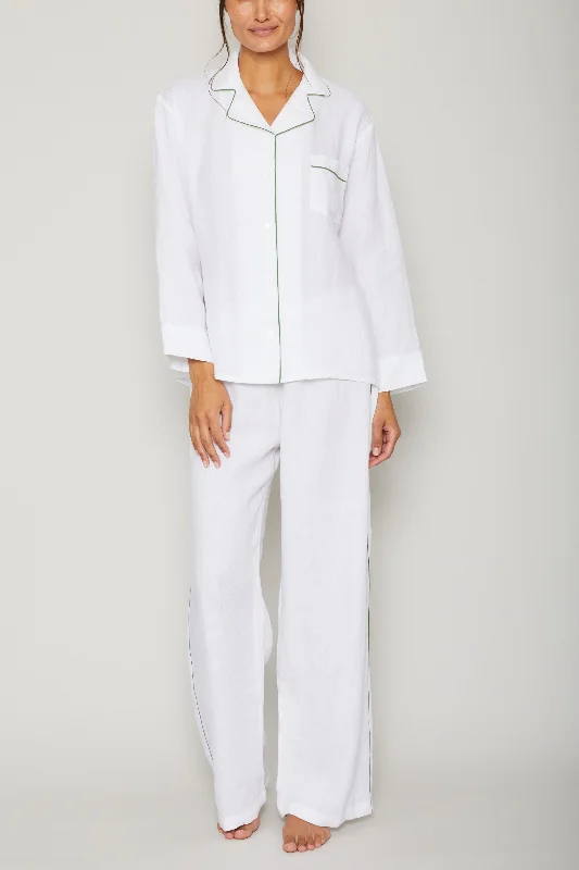Celebrate the Weekend with Discounts Sport Linen PJ Set - Piped in Basil