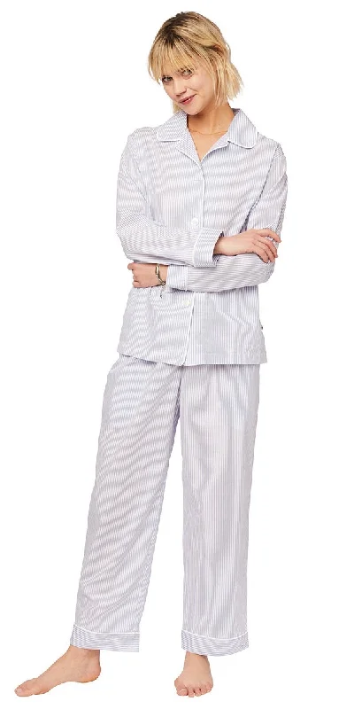 Weekend Offers That Delight Classic Pajama Set - Blue Stripe Cotton