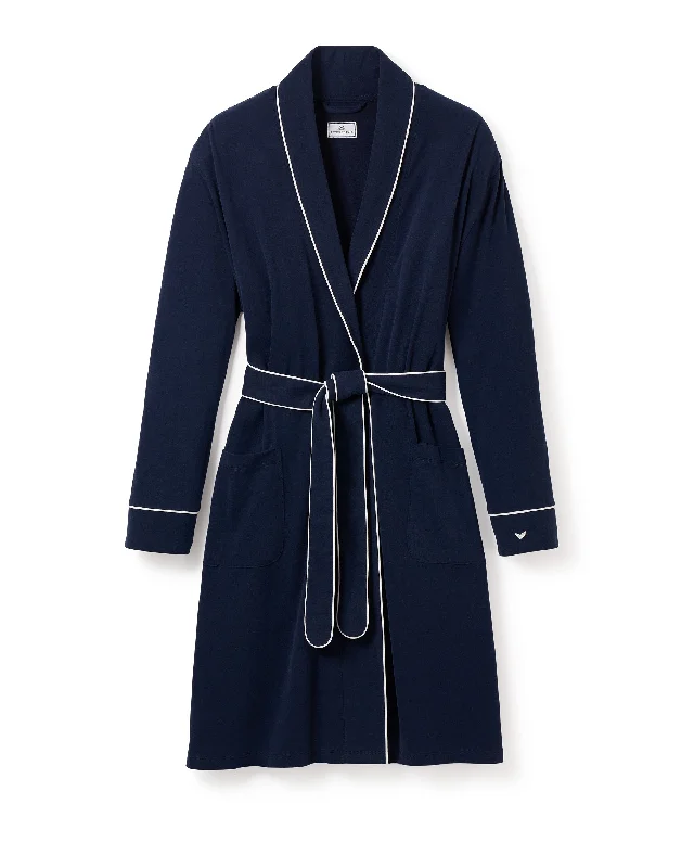 Weekend Savings Spree Women's Pima Maternity Robe in Navy
