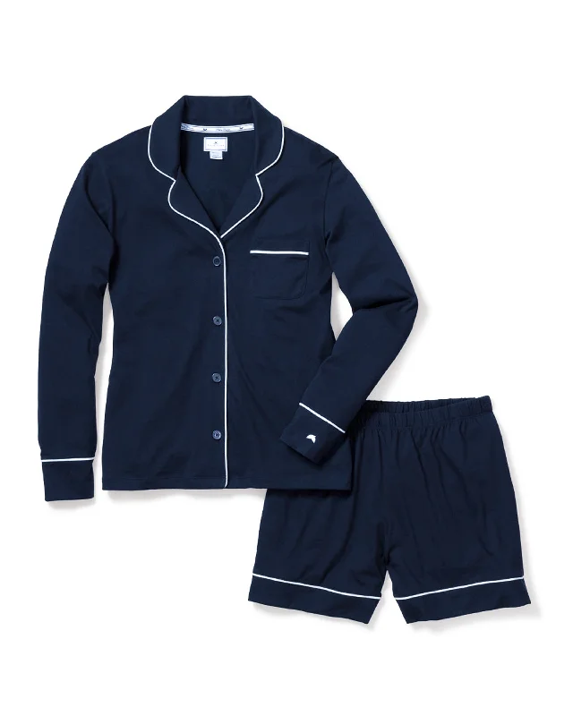 Weekend Discounts to Delight Women's Pima Long Sleeve Short Set in Navy