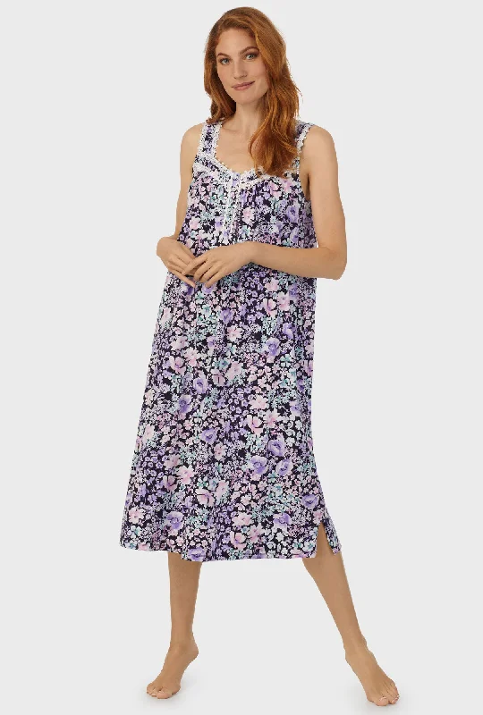 Limited Offer Midnight Blue Floral Sleeveless Ballet Gown