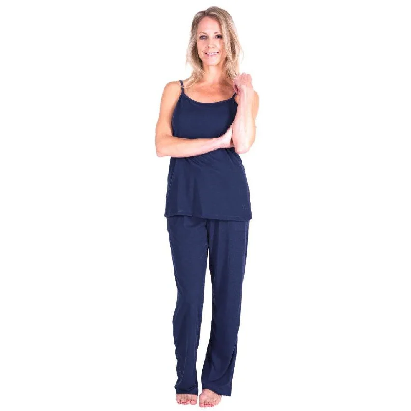 Weekend Shopping Bliss Women's Moisture Wicking Cami Long Drawstring Pant Pajama Set